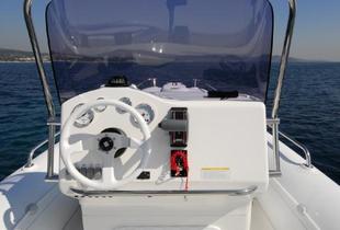La console bien dessinée et les assises relevables indépendantes assurent un bon confort au pilote et au copilote.
