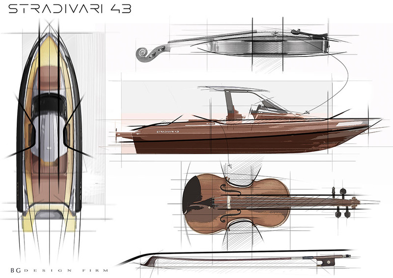 Pas de doute : les designers du chantier Capelli ont vraiment « planché » sur le concept du « bateau-violon ». Un bel hommage à Stradivari et ses stradivarius.